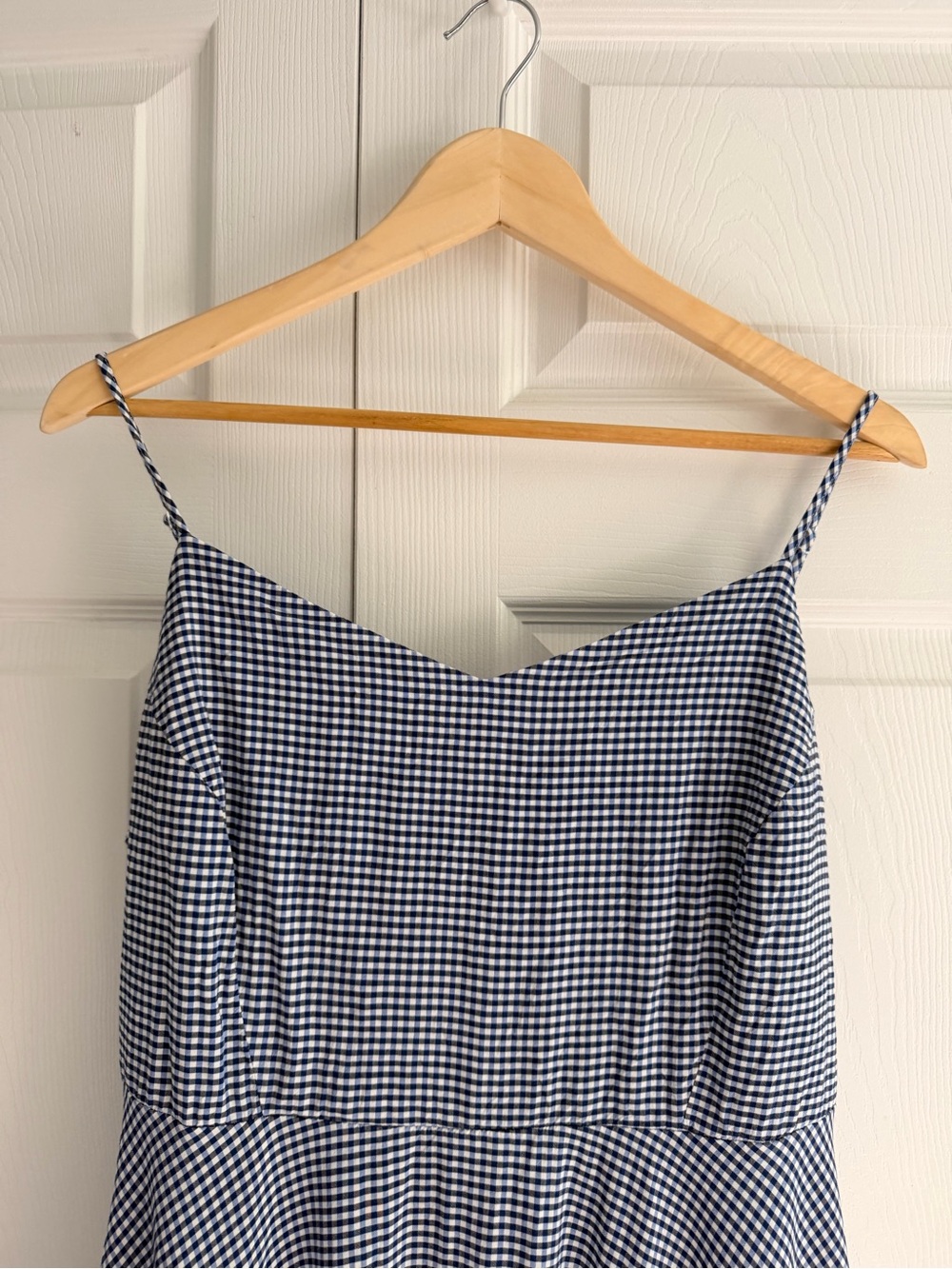 Old Navy Blue White Gingham Sundress XL Adjustable Straps Smocked Back Dress - Picture 2 of 10